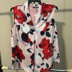 Beautiful plus size vibrant floral sleeveless blouse